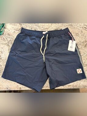 Men's Navy Swim Trunks with Drawstring